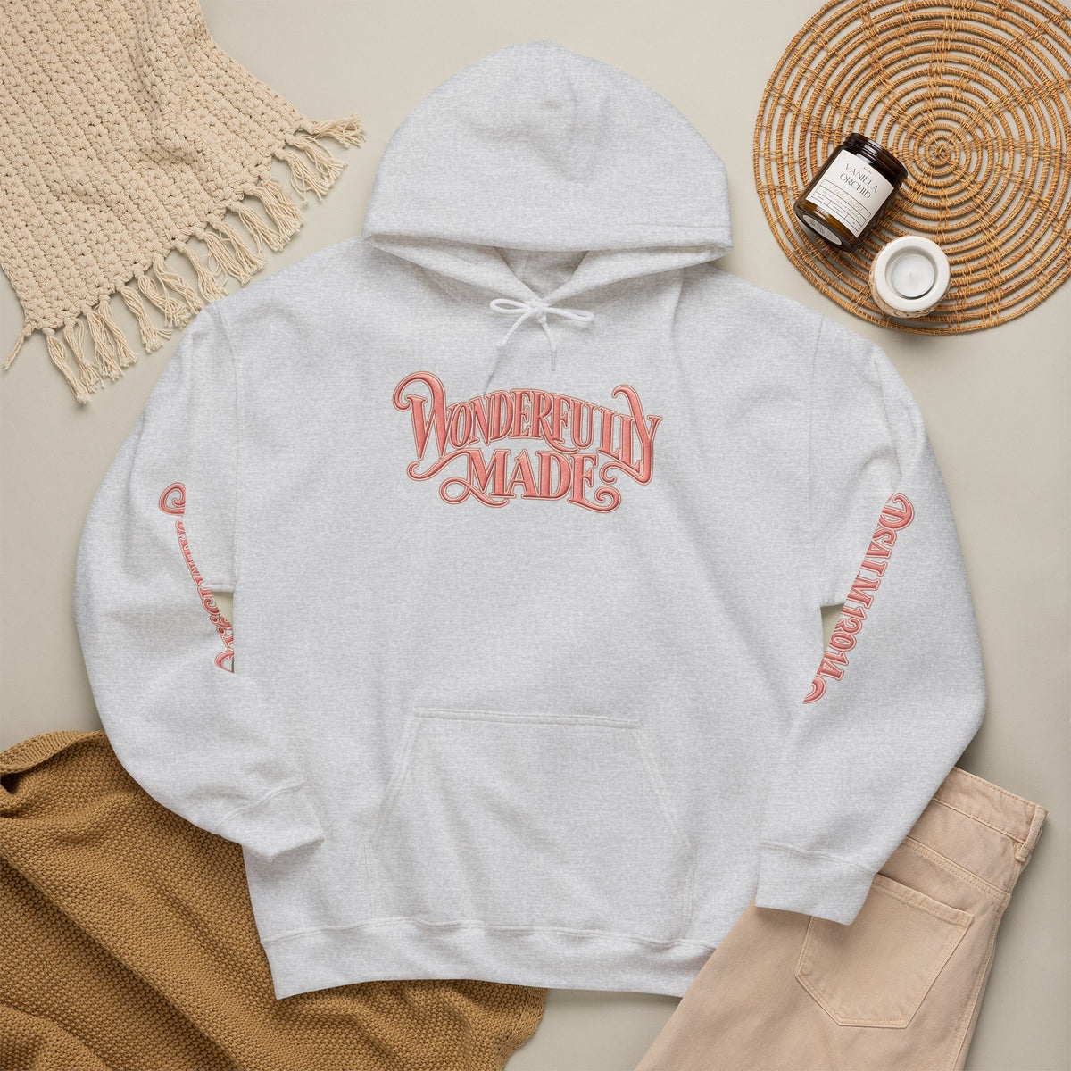 Wonderfully Made Hoodie — Floral Pearl Backprint Hooded Sweatshirt