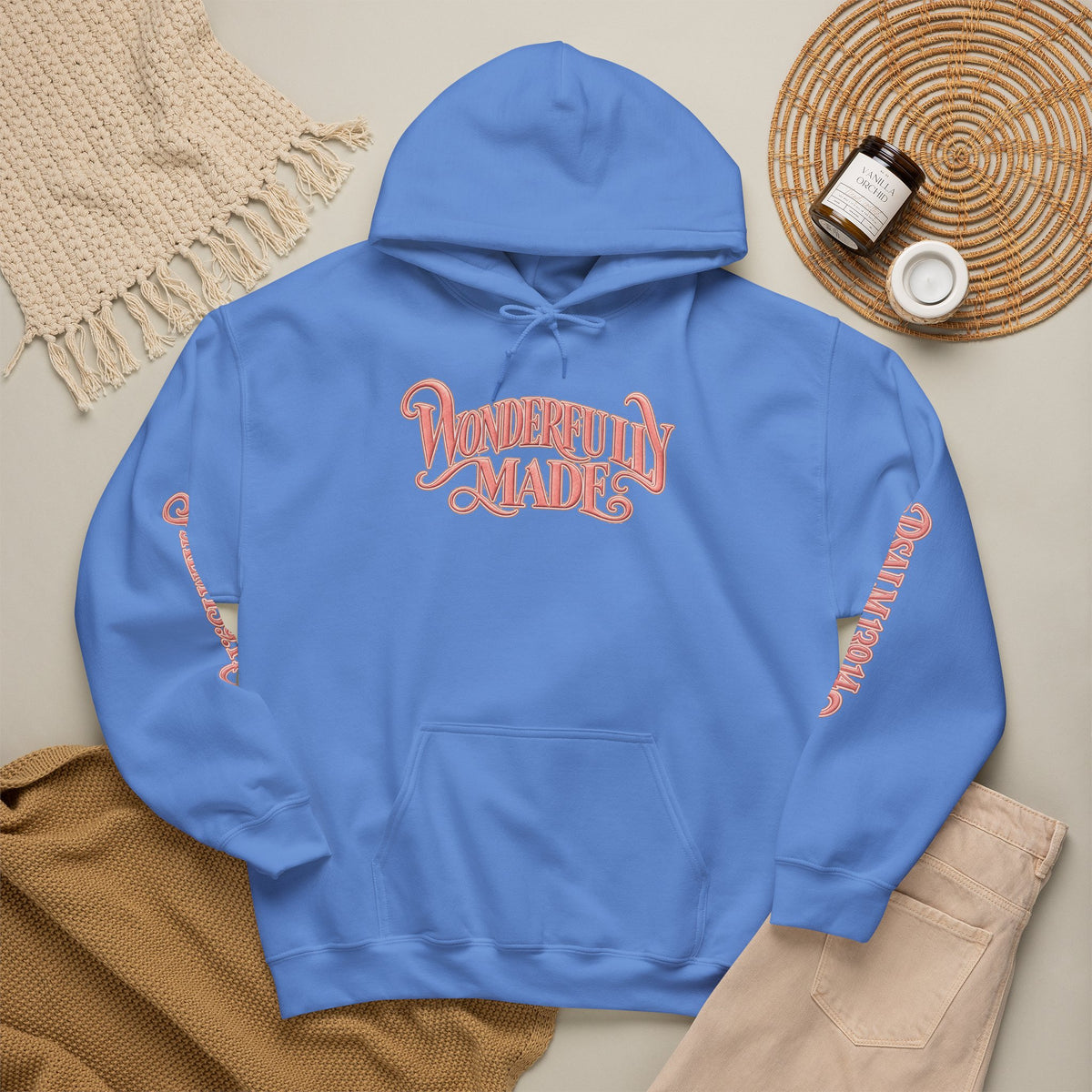 Wonderfully Made Hoodie — Floral Pearl Backprint Hooded Sweatshirt
