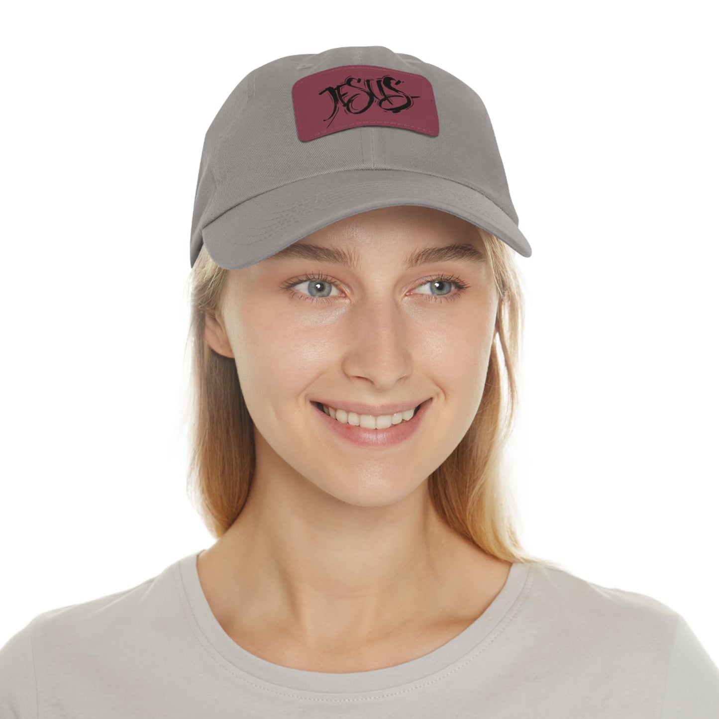 Jesus baseball cap with leather patch