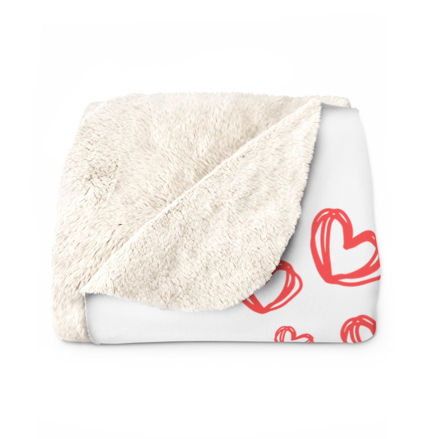 1 Corinthians 13:4-8 Sherpa Fleece Blanket - Love is Patient, Kind, Heart Design