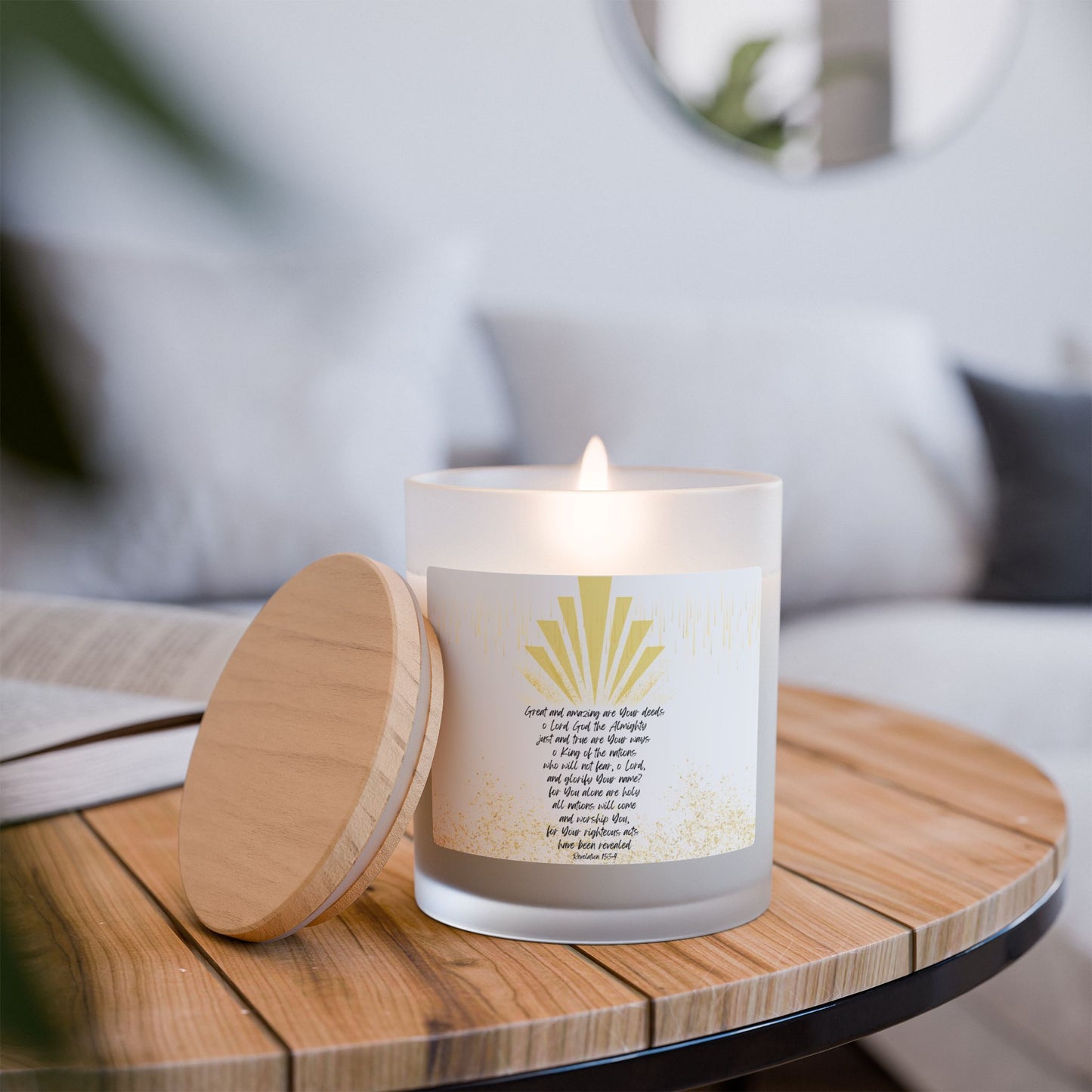 Revelation 15:3-4 Frosted Glass Candle, 11oz
