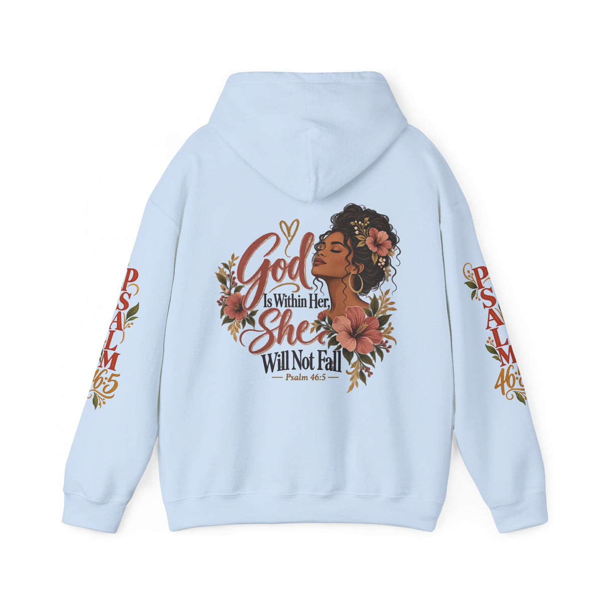 Copy of Psalm 46:5 'She Will Not Fall' Hoodie – Floral Faith Women’s Pullover