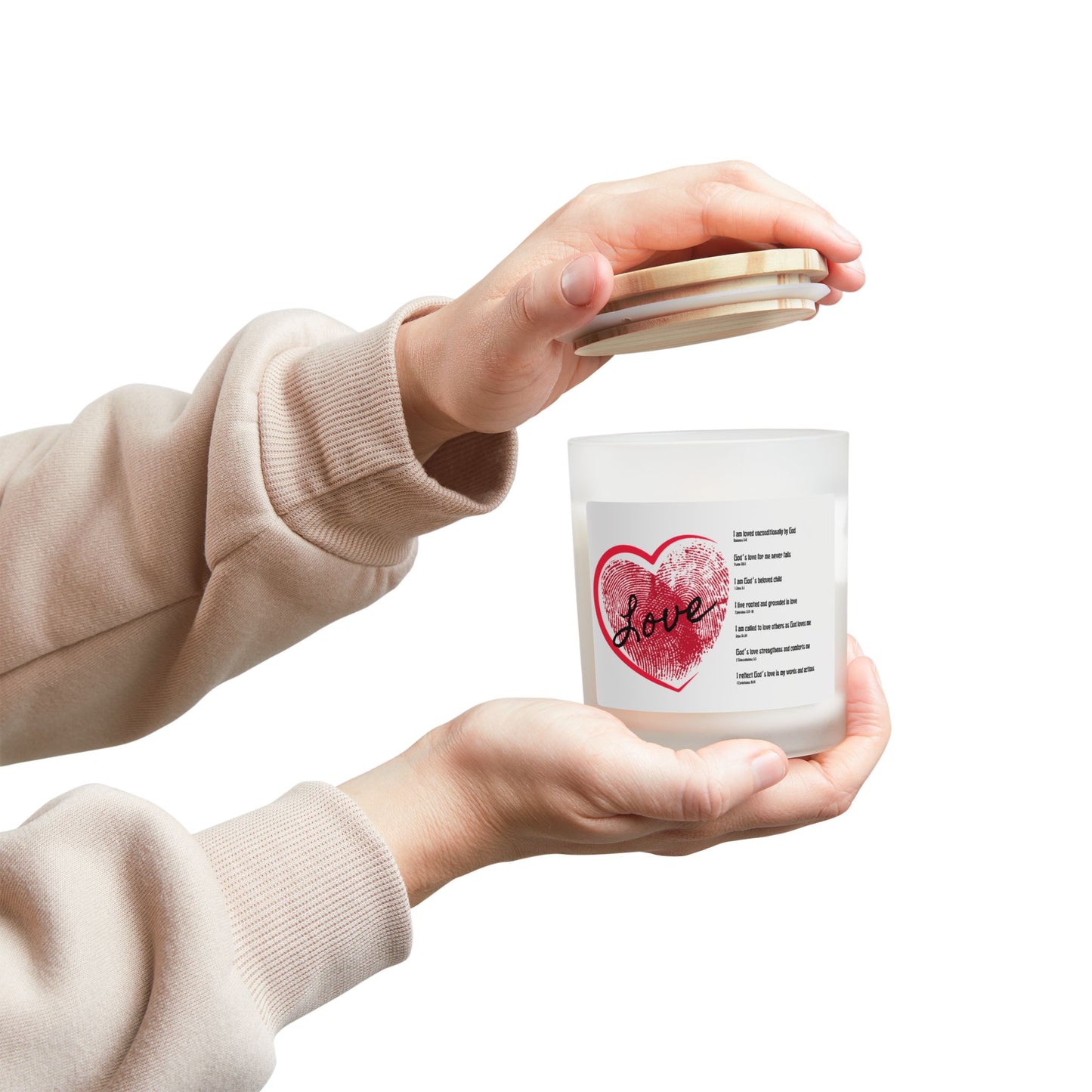 Love Affirmations Frosted Glass Candle, 11oz