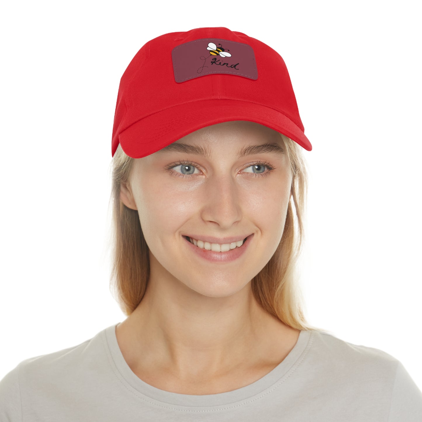 Bee Kind baseball cap with leather patch
