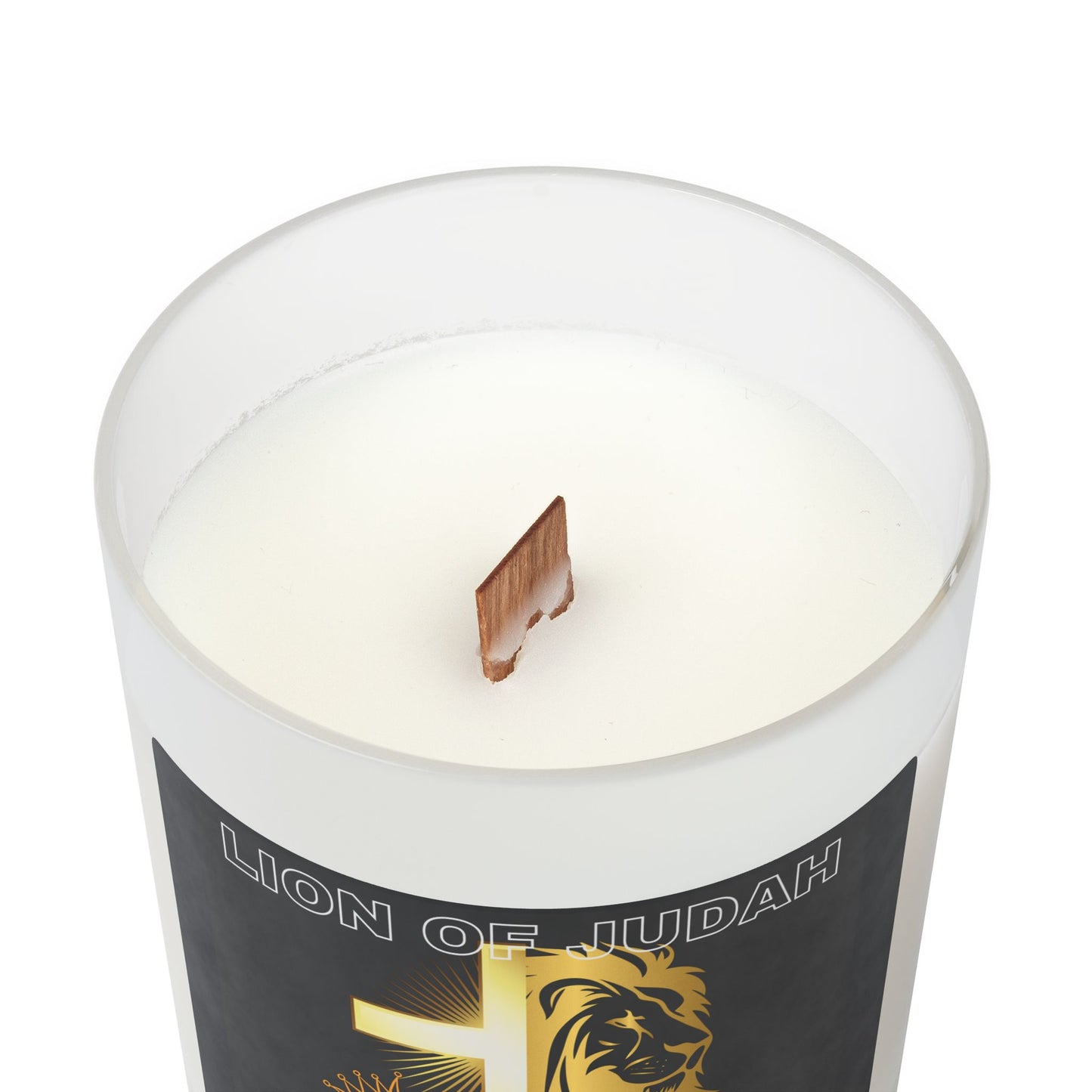 Lion of Judah Frosted Glass Candle, 11oz