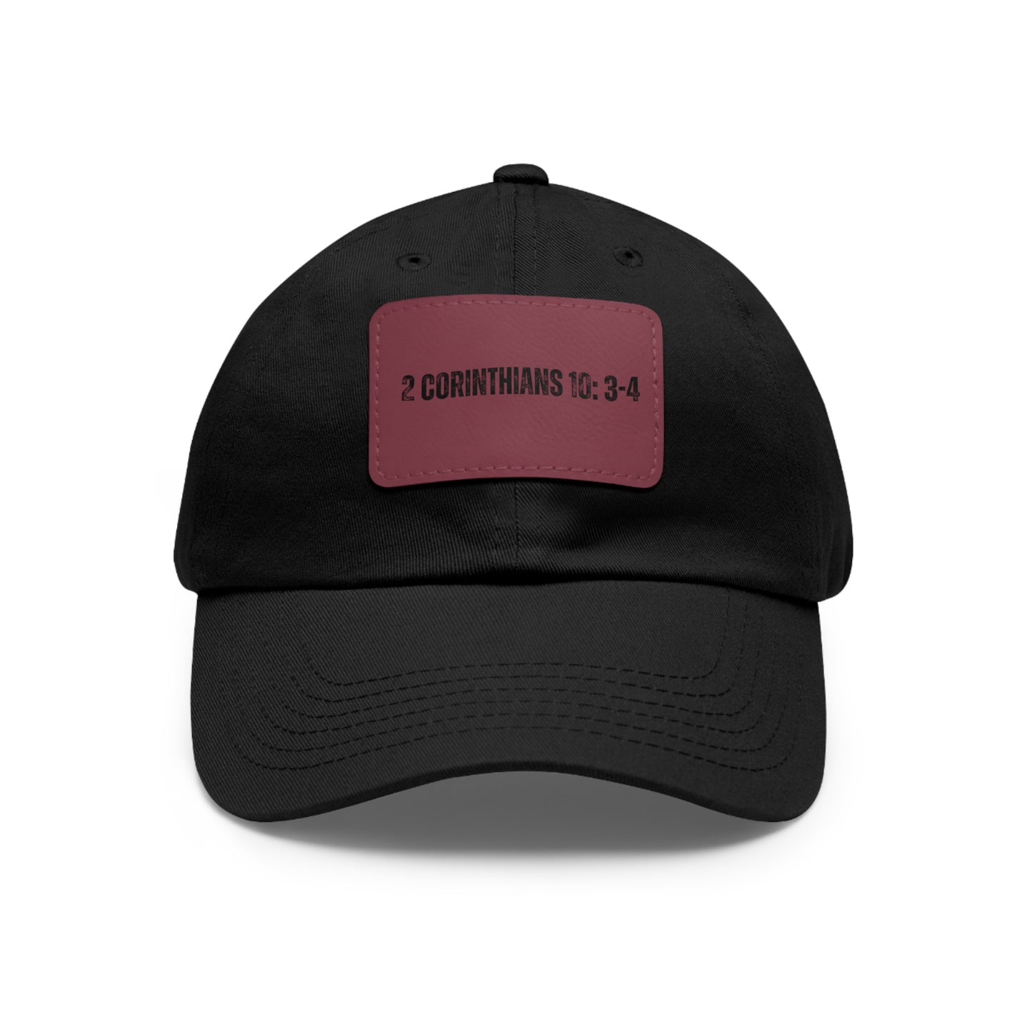 2 Corinthians 10:3-4 baseball cap with leather patch