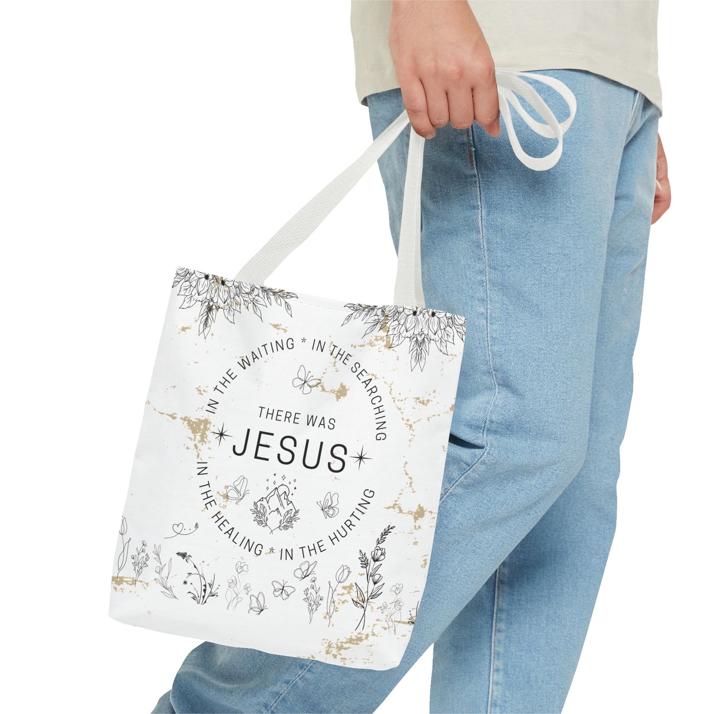 "There Was Jesus" tote bag - Floral Design for Faithful Living