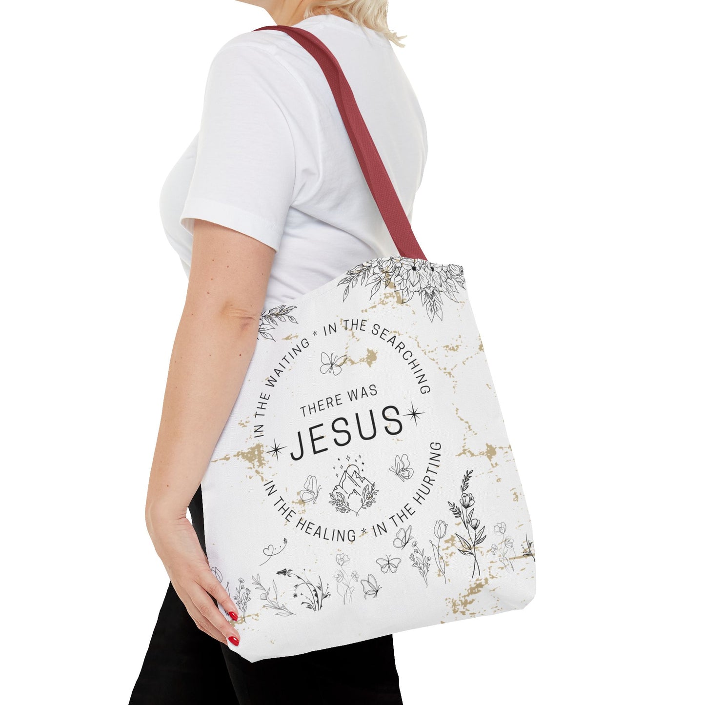 "There Was Jesus" tote bag - Floral Design for Faithful Living