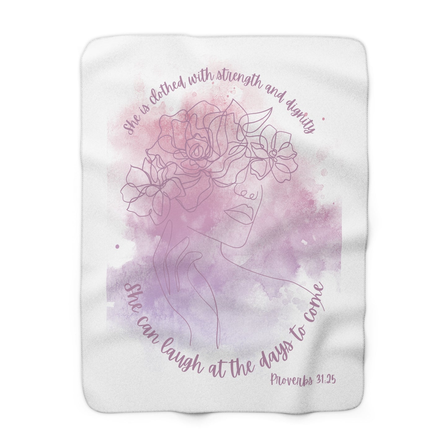 'She is Clothed with Strength and Dignity' Sherpa Fleece Blanket