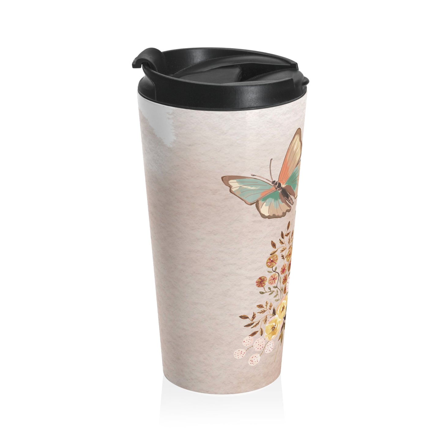 Flowers and Butterfly Stainless Steel Travel Mug