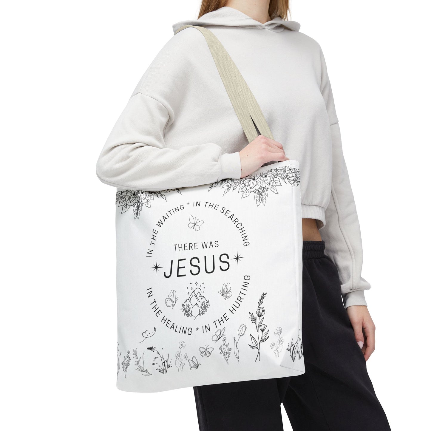 There Was Jesus tote bag - Floral Design for Faithful Living