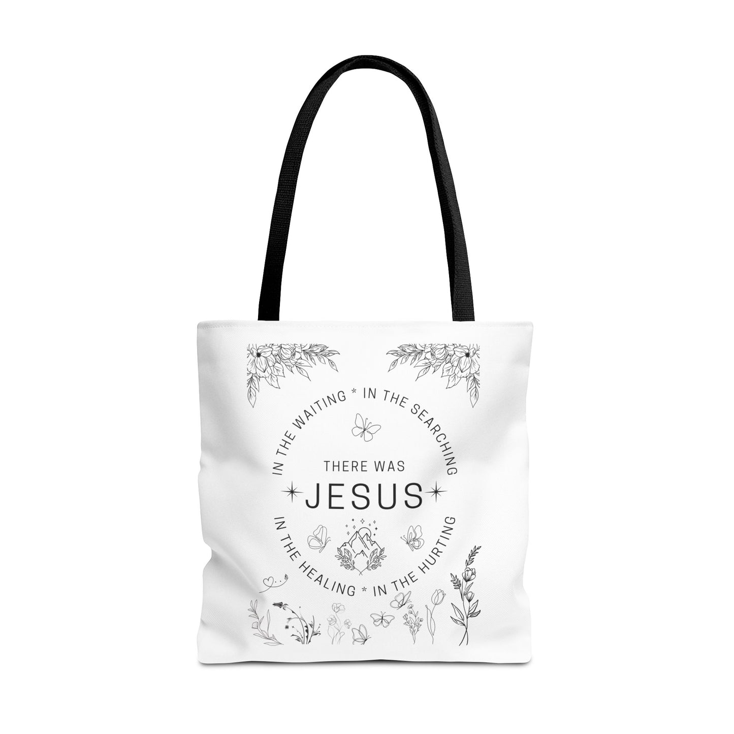 "There Was Jesus" tote bag - Floral Design for Faithful Living