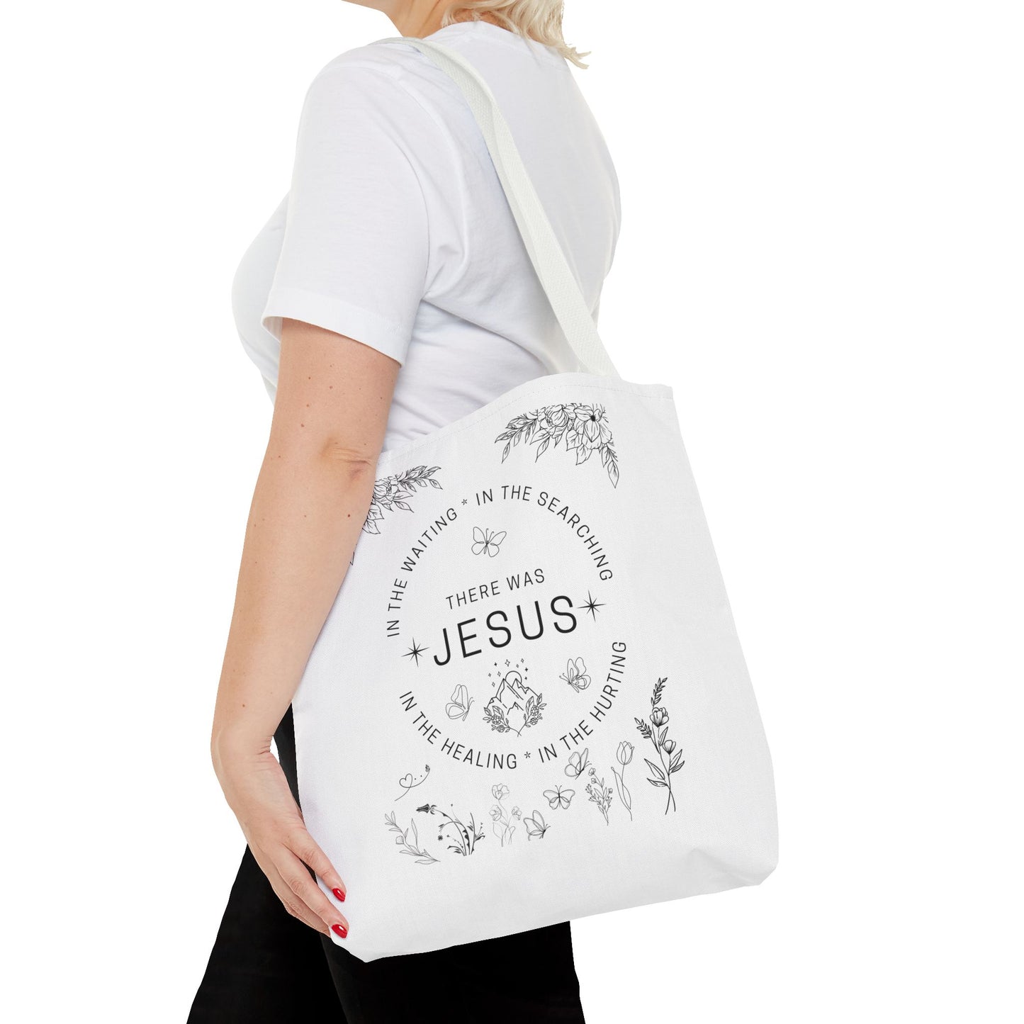 "There Was Jesus" tote bag - Floral Design for Faithful Living