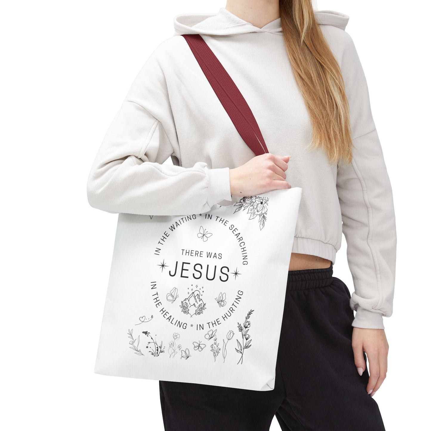 "There Was Jesus" tote bag - Floral Design for Faithful Living