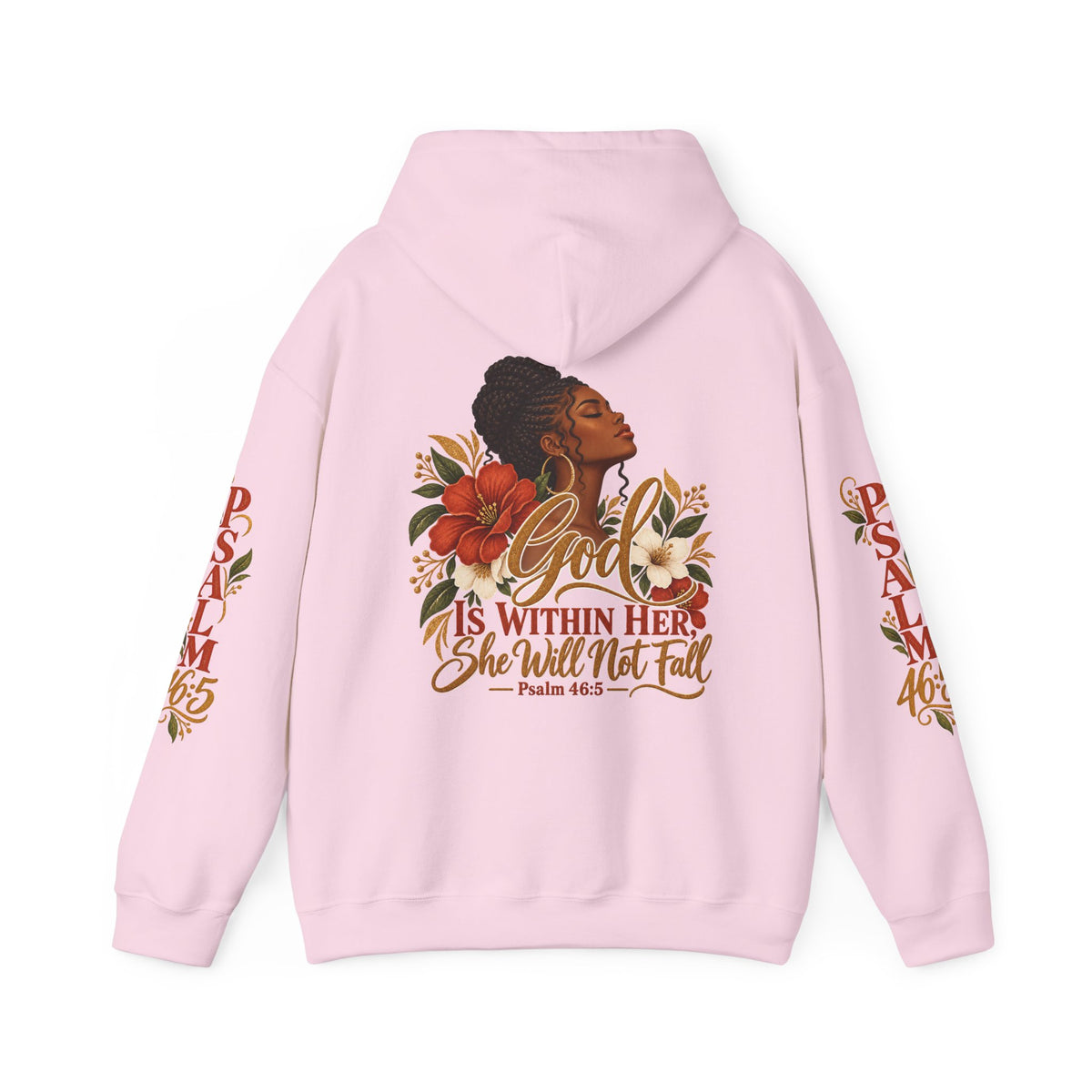 Psalm 46:5 'She Will Not Fall' Hoodie – Floral Faith Women’s Pullover