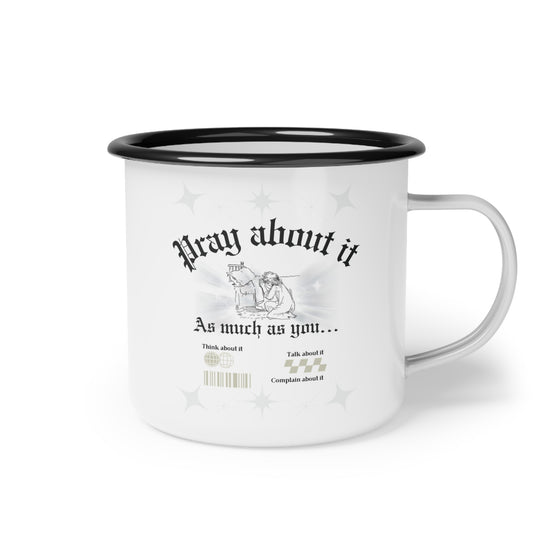 Pray about it Enamel Camp Cup - "Jesus, Coffee, and Me" - Perfect for Faith Lovers