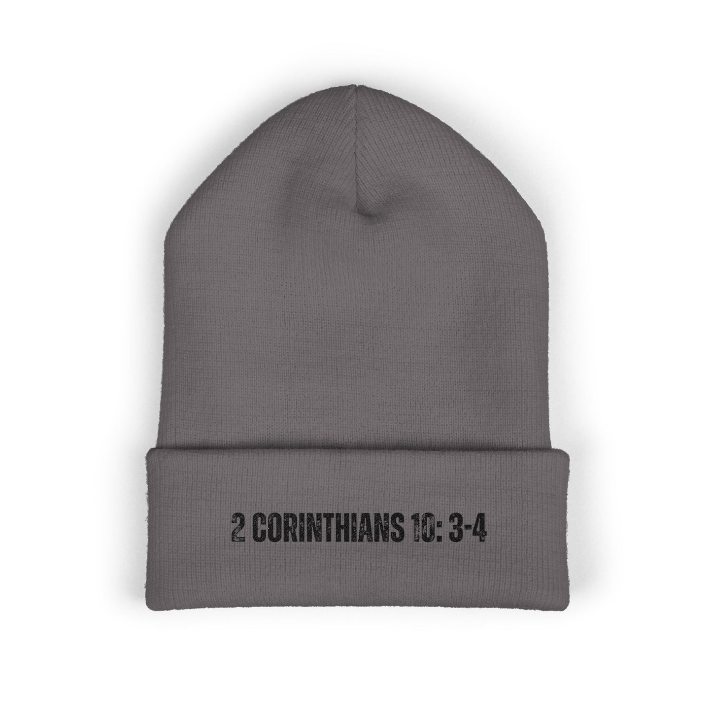 2 Corinthians 10:3-4 Classic Cuffed Beanie | Embroidered Winter Hat
