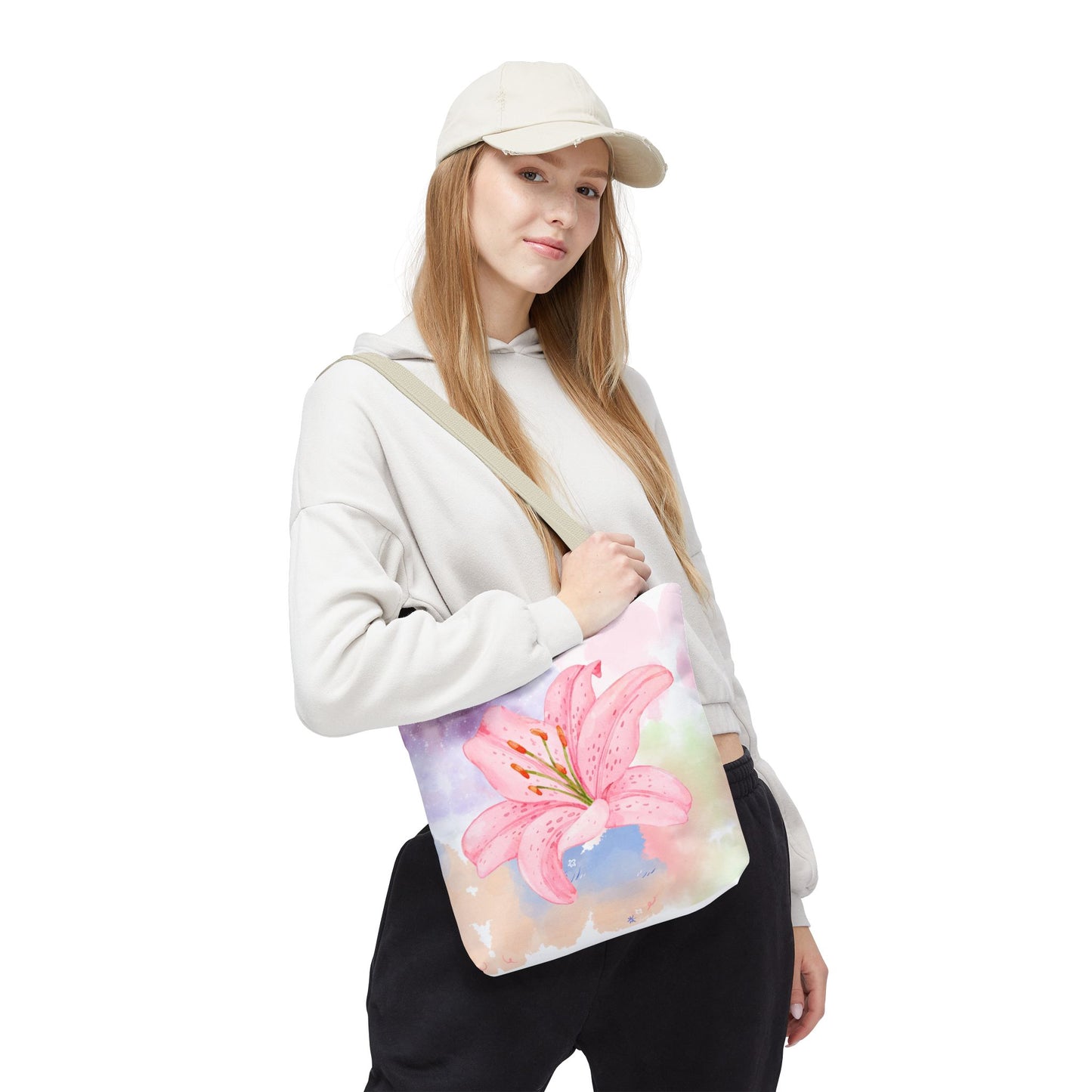 Pink Watercolor Lily Tote Bag