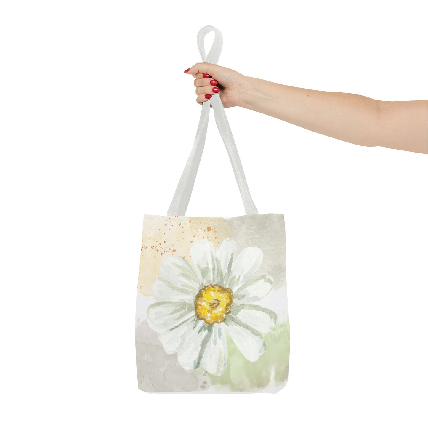 White Watercolor Daisy Tote Bag