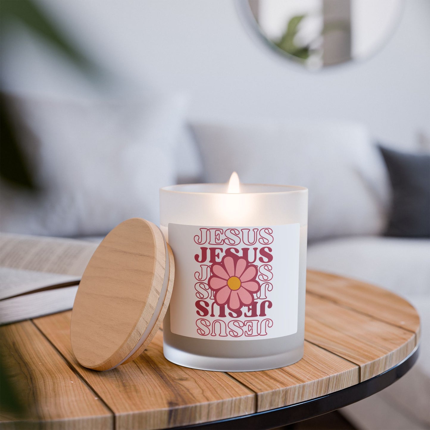 Jesus Frosted Glass Candle, 11oz