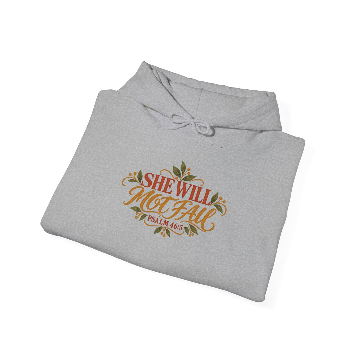 Blonde Woman Psalm 46:5 'She Will Not Fall' Hoodie – Floral Faith Women’s Pullover