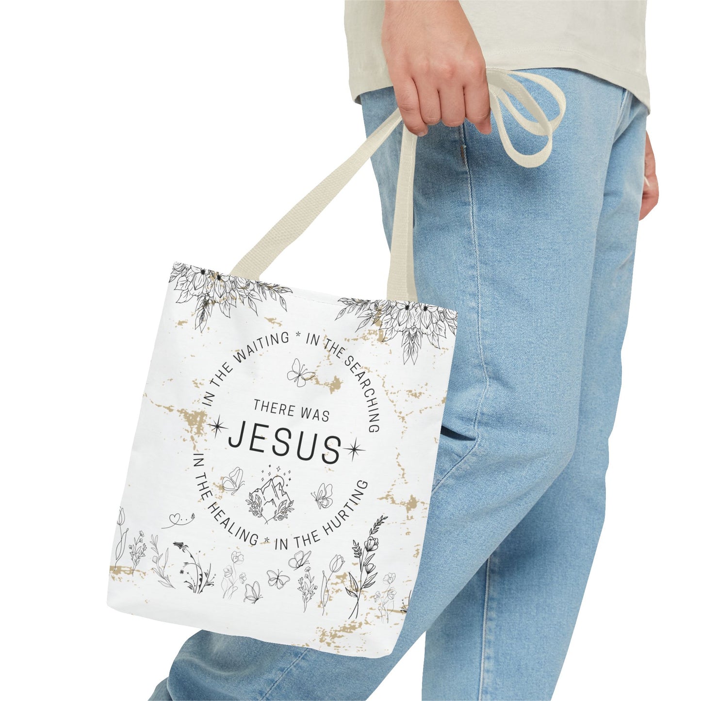 "There Was Jesus" tote bag - Floral Design for Faithful Living