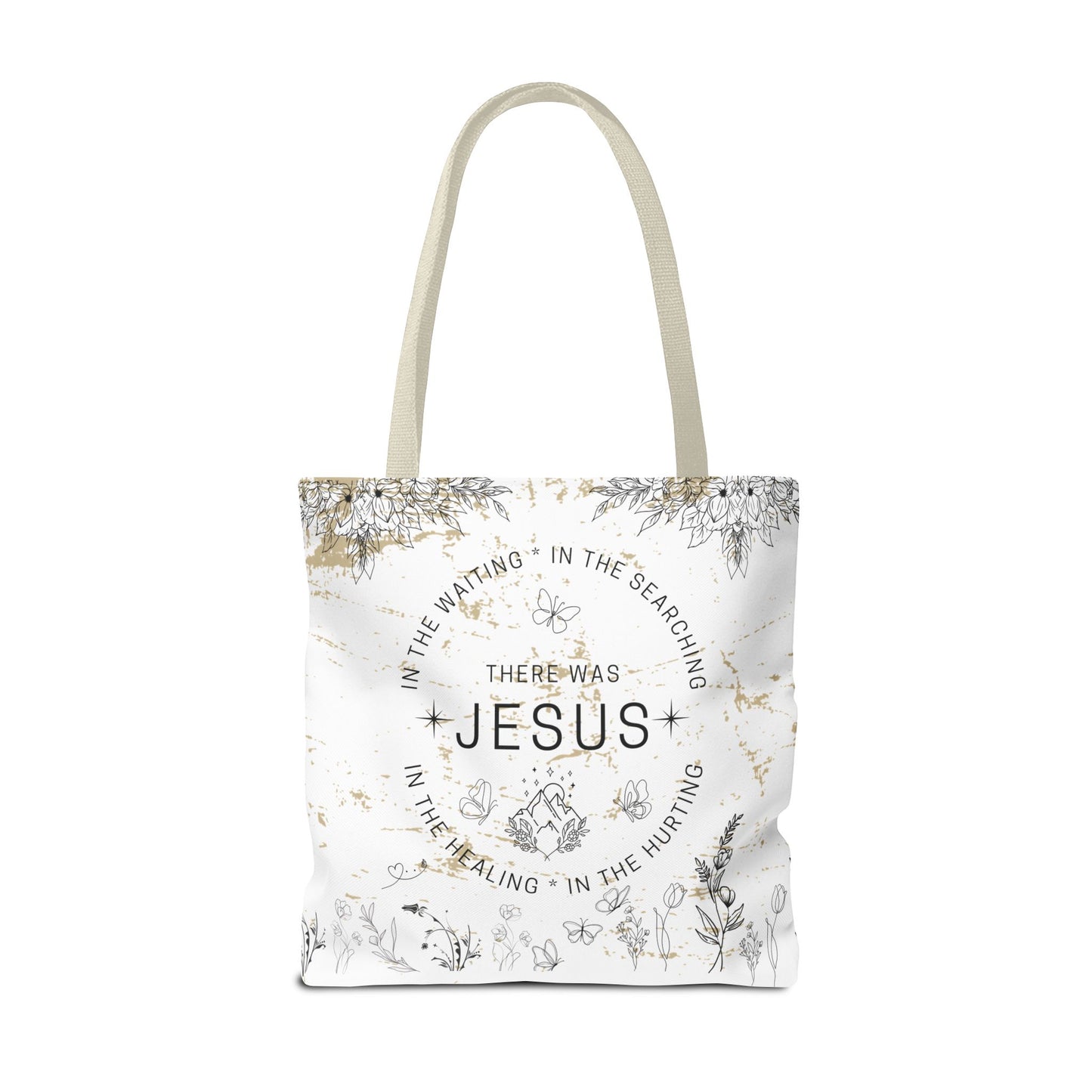 "There Was Jesus" tote bag - Floral Design for Faithful Living