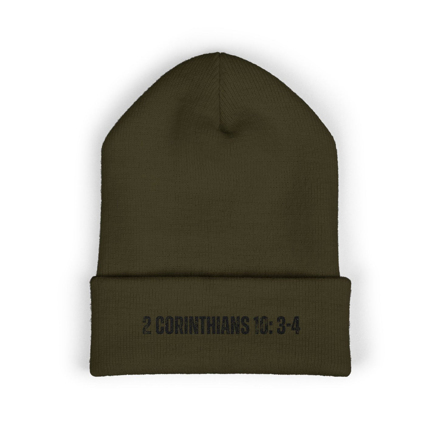 2 Corinthians 10:3-4 Classic Cuffed Beanie | Embroidered Winter Hat