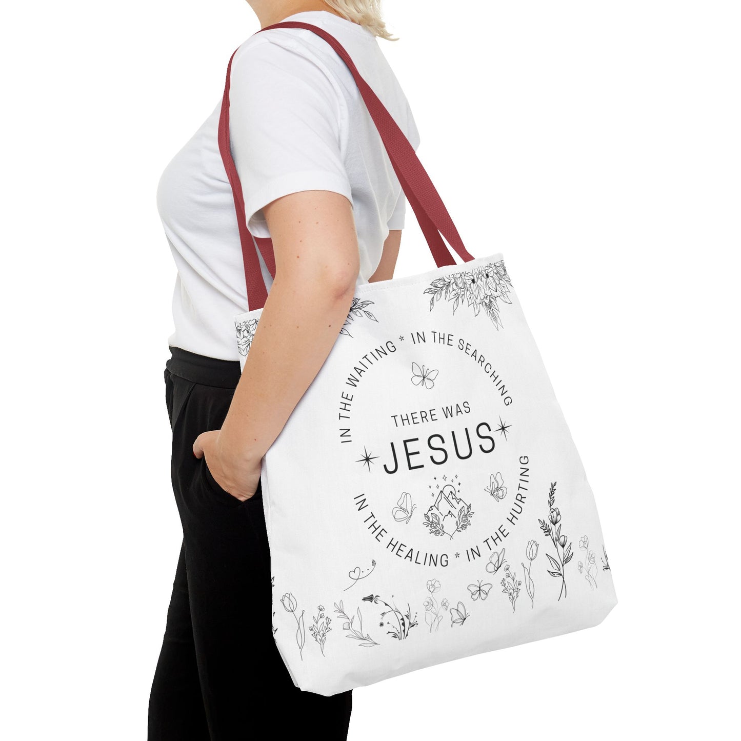 There Was Jesus tote bag - Floral Design for Faithful Living