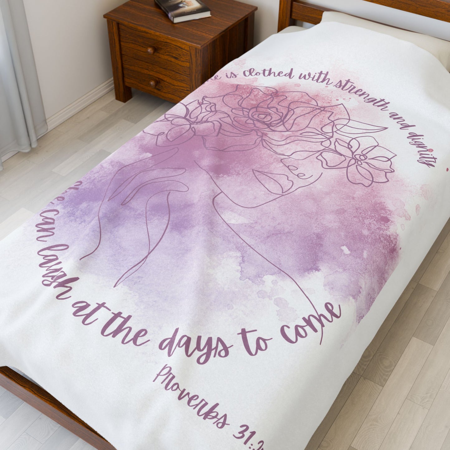 Proverbs 31:25 Velveteen Plush Blanket