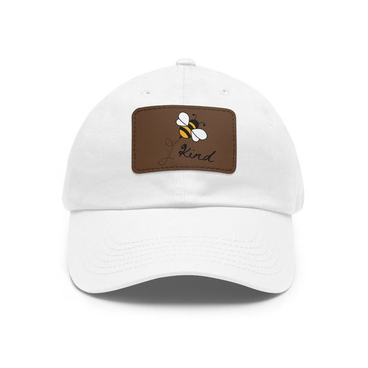 Bee Kind baseball cap with leather patch