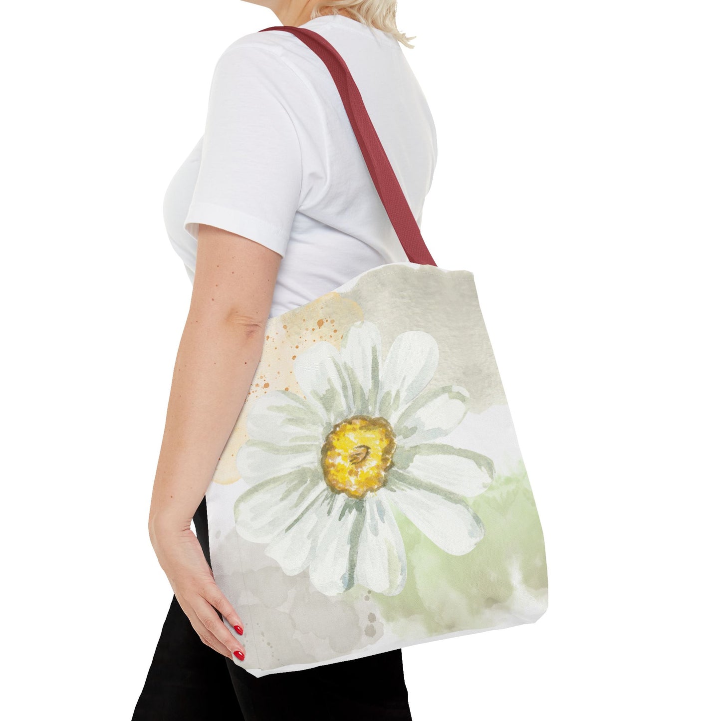 White Watercolor Daisy Tote Bag