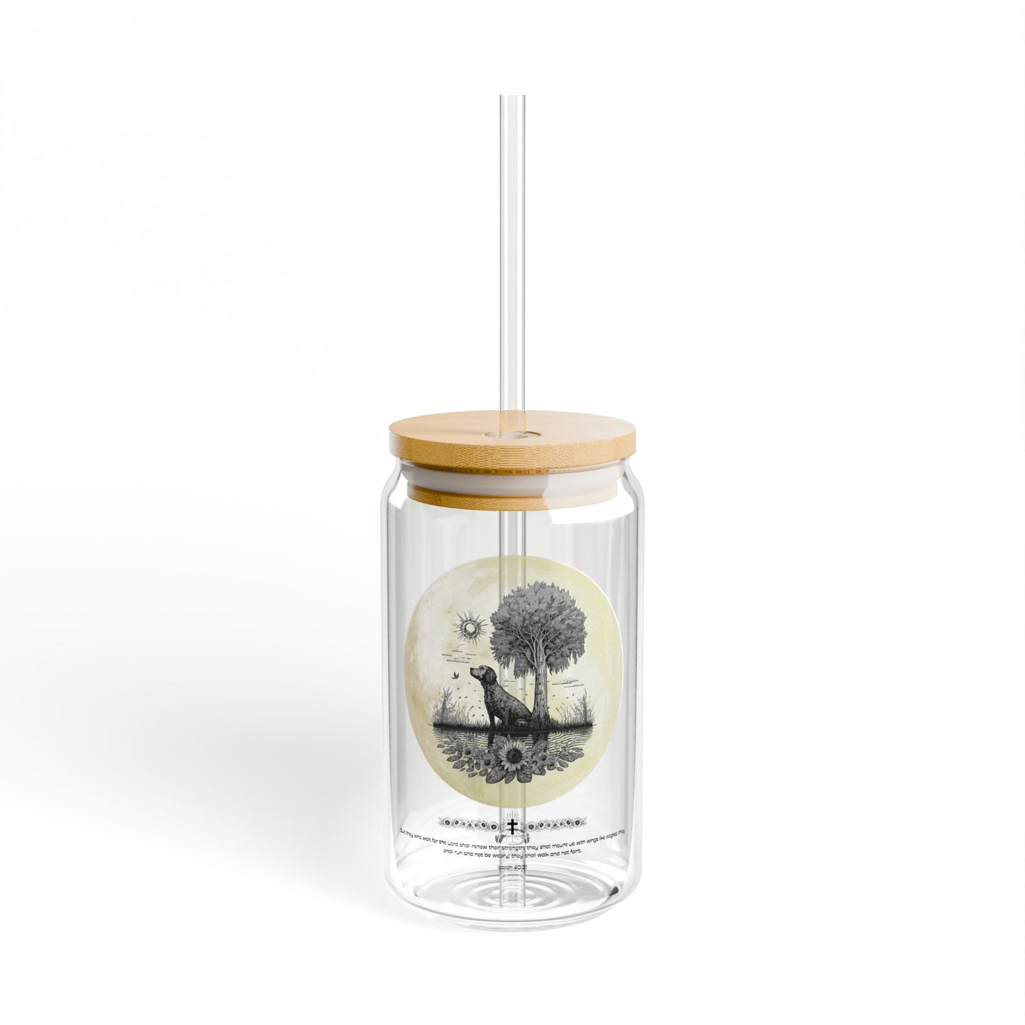 They that Wait Upon the Lord Sipper Glass, 16oz - Cute GlassTumbler with Straw