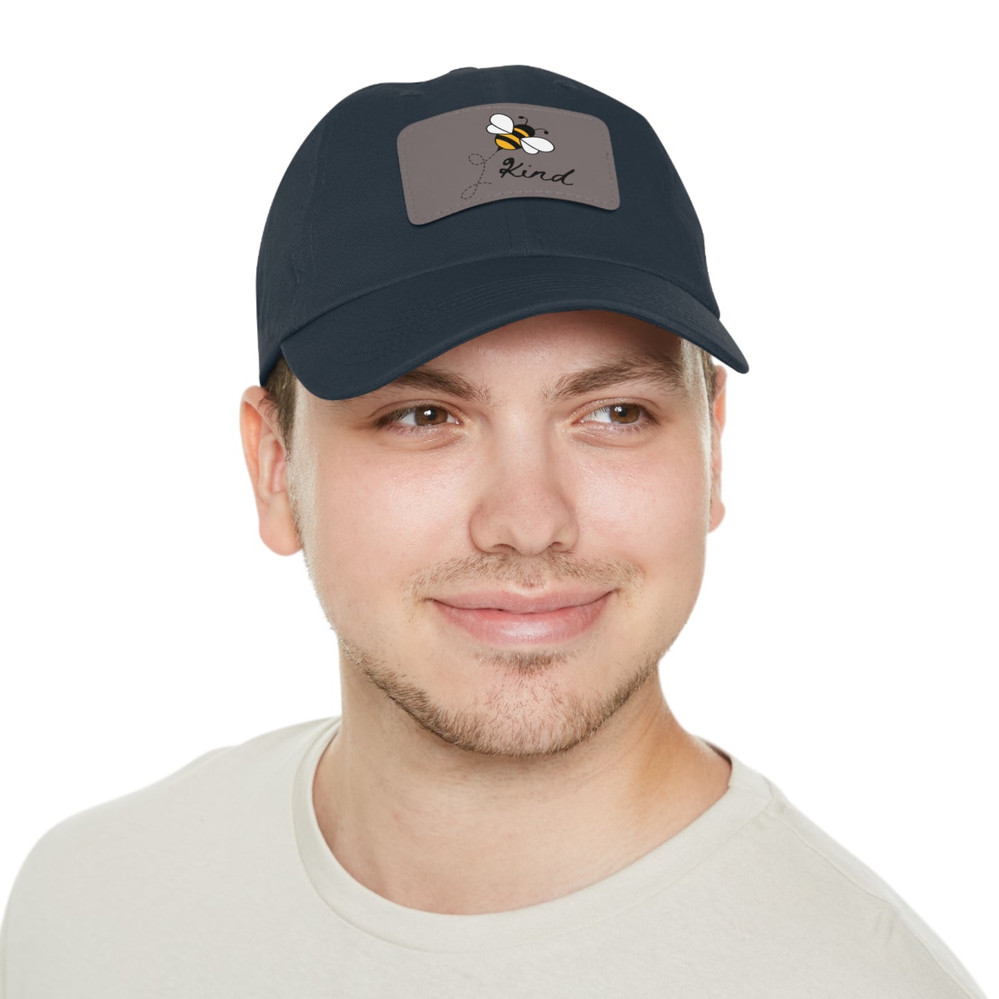 Bee Kind baseball cap with leather patch