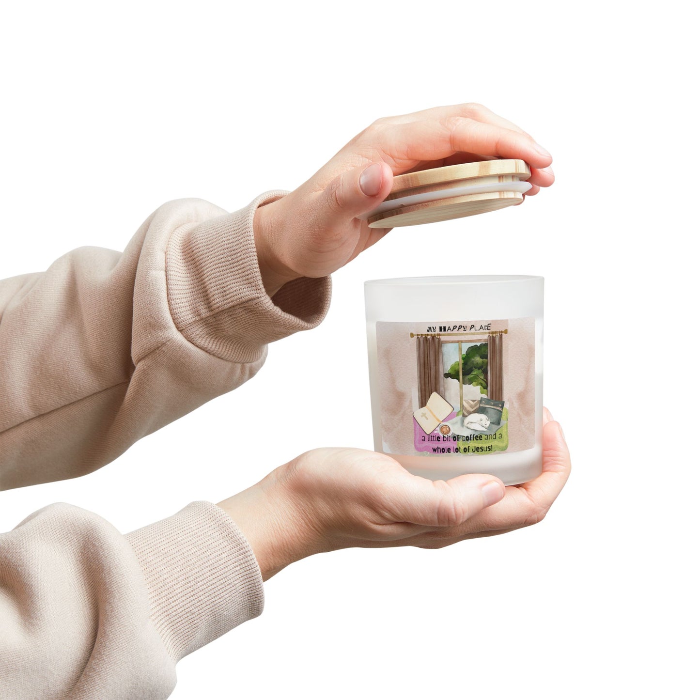 My Happy Place Frosted Glass Candle, 11oz