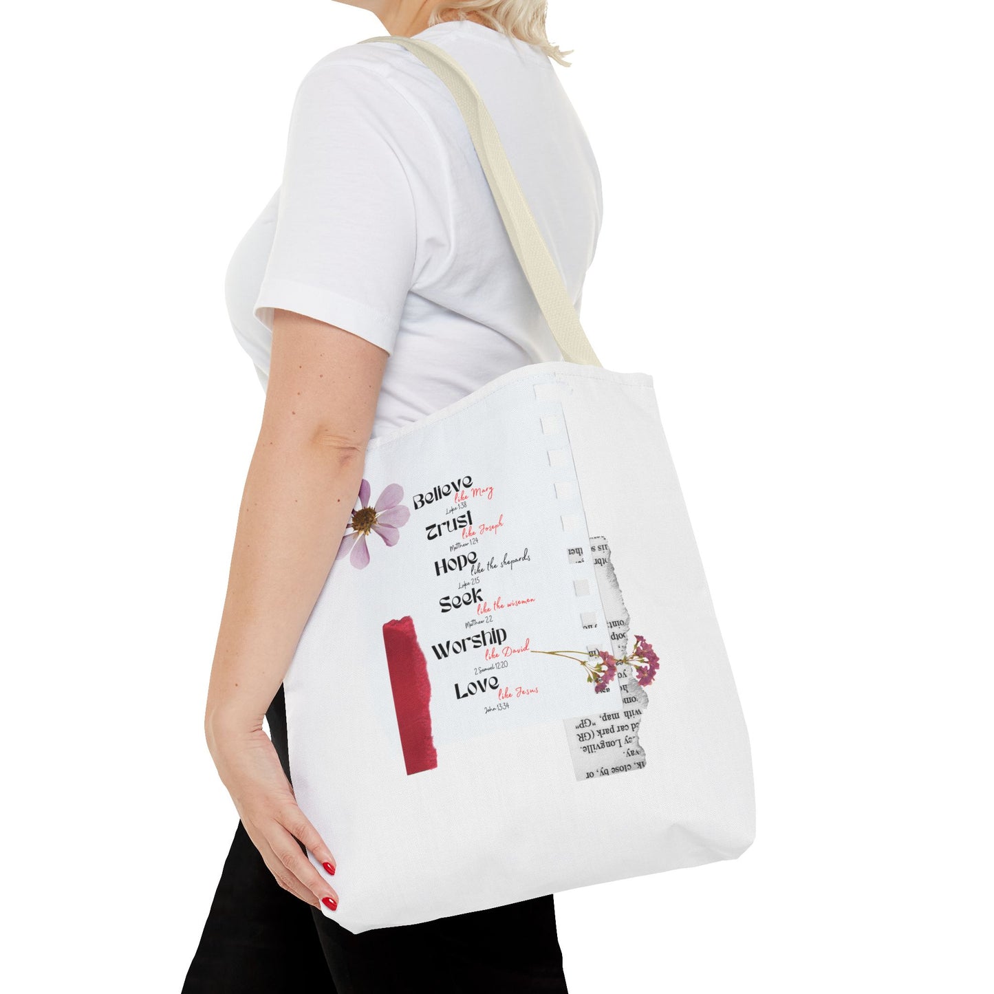 Believe, Trust, Hope, Worship, Love Tote Bag