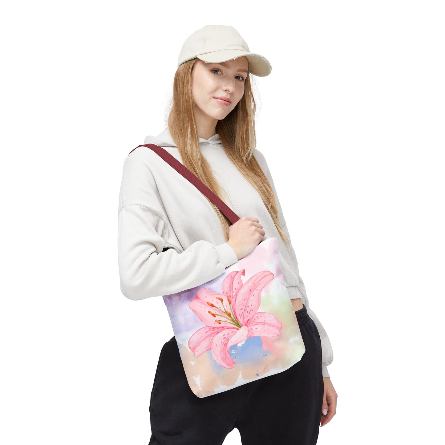Pink Watercolor Lily Tote Bag