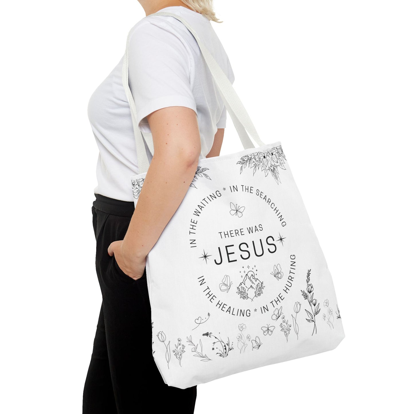 There Was Jesus tote bag - Floral Design for Faithful Living