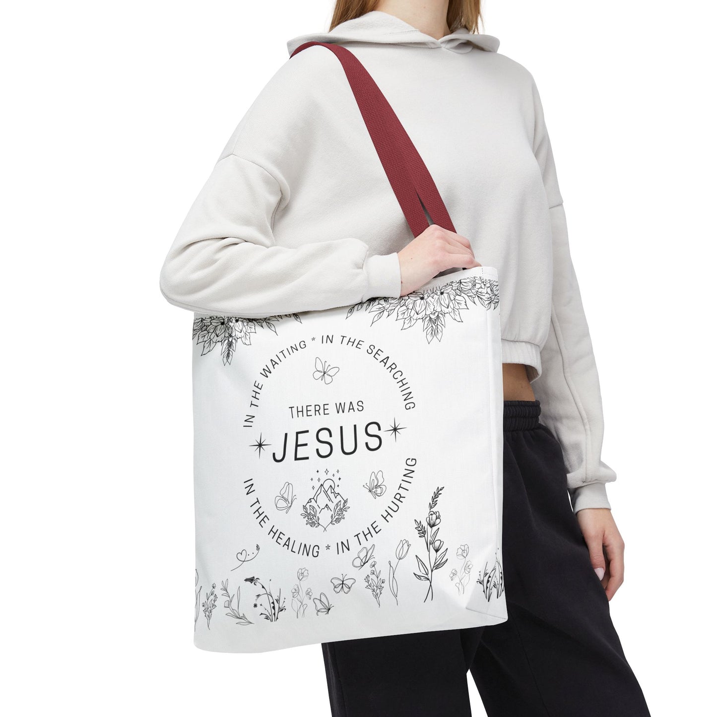 There Was Jesus tote bag - Floral Design for Faithful Living