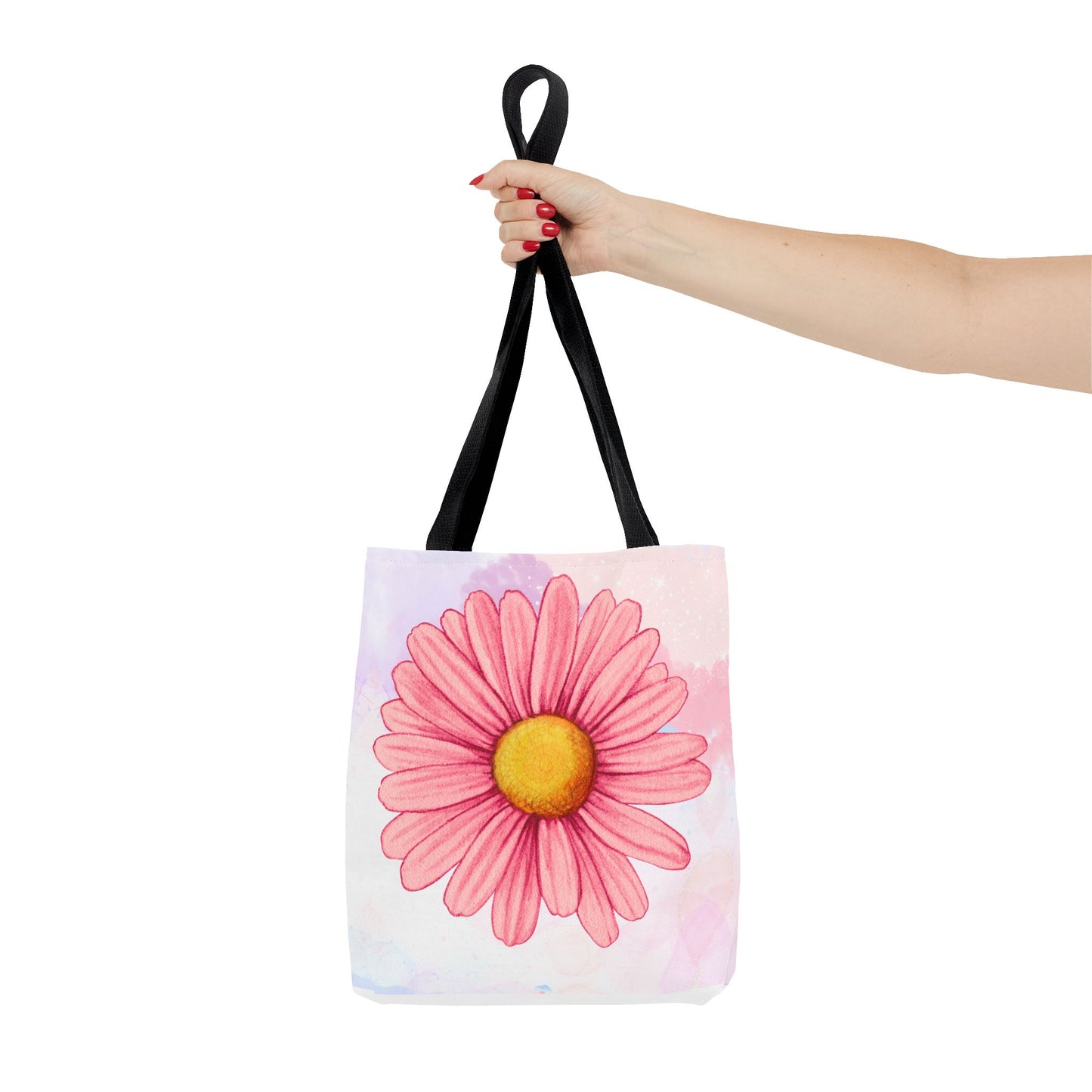 Pink Watercolor Daisy Tote Bag