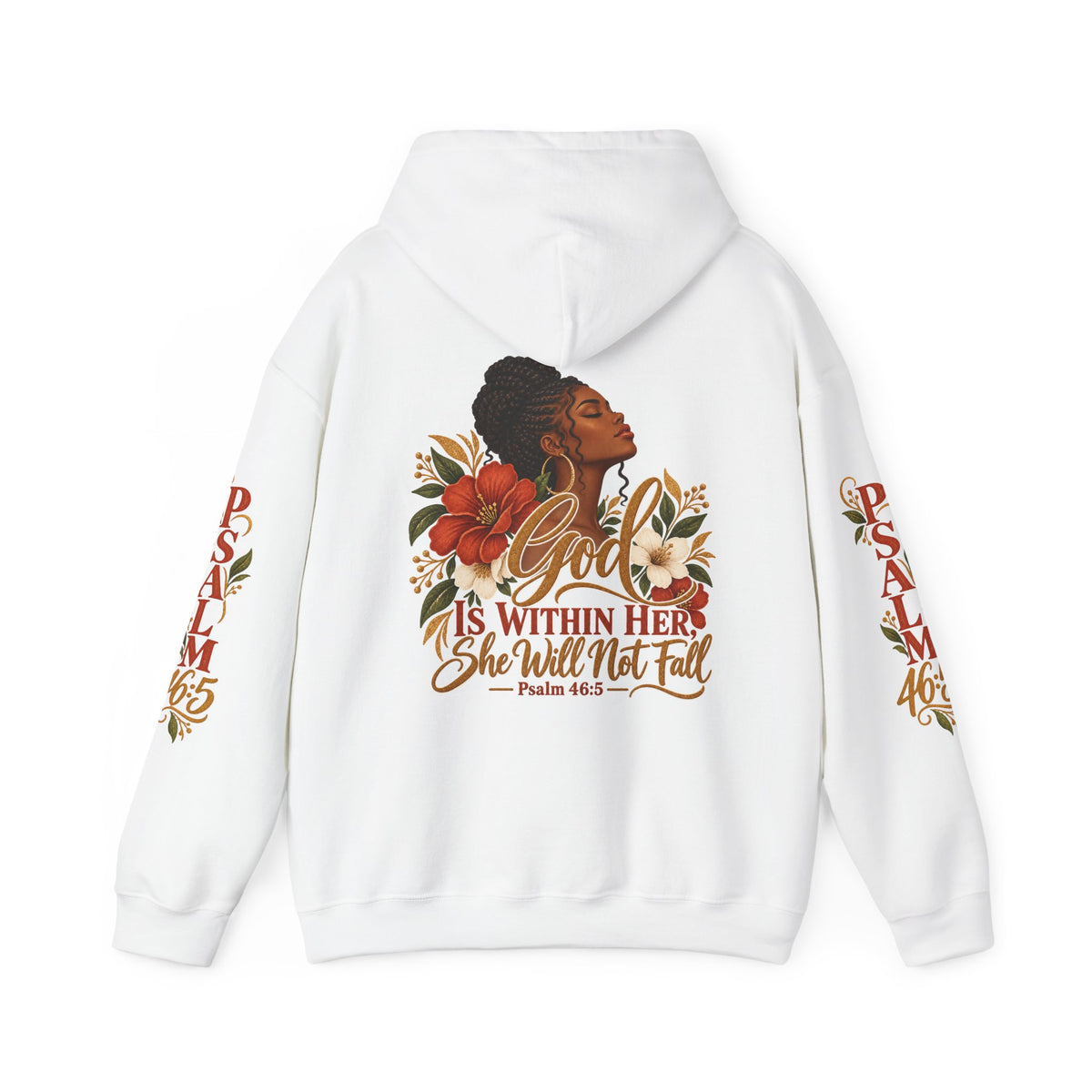 Psalm 46:5 'She Will Not Fall' Hoodie – Floral Faith Women’s Pullover