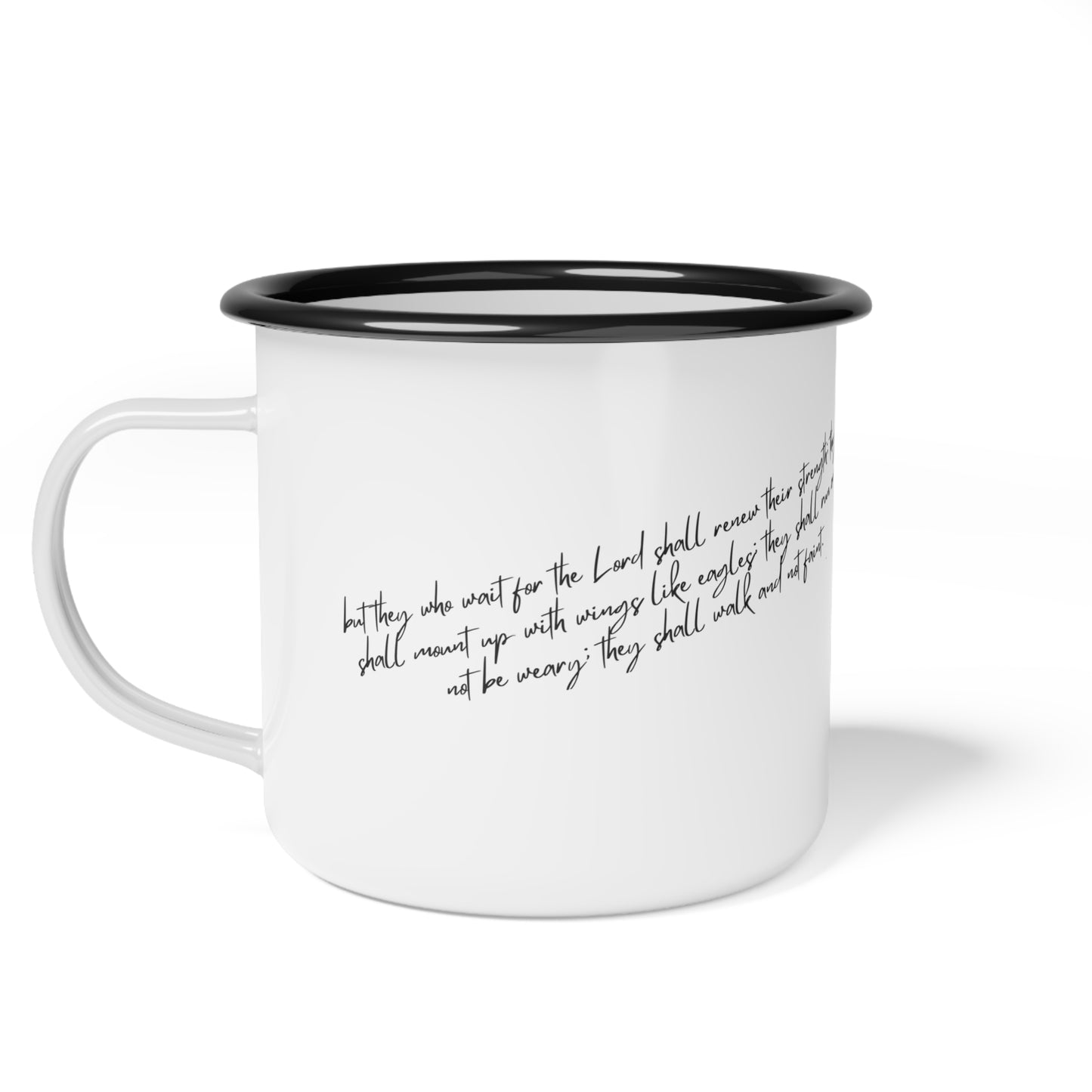 Wings like Eagles Enamel Camp Cup - "Jesus, Coffee, and Me" - Perfect for Faith Lovers