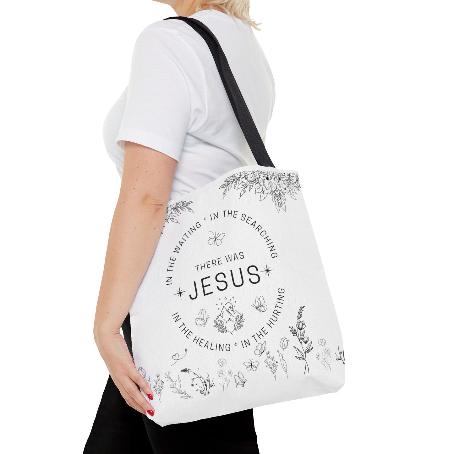 There Was Jesus tote bag - Floral Design for Faithful Living