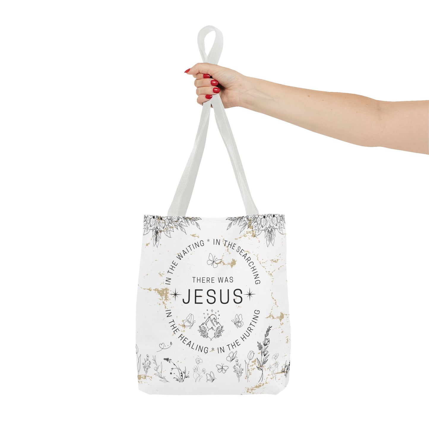 "There Was Jesus" tote bag - Floral Design for Faithful Living