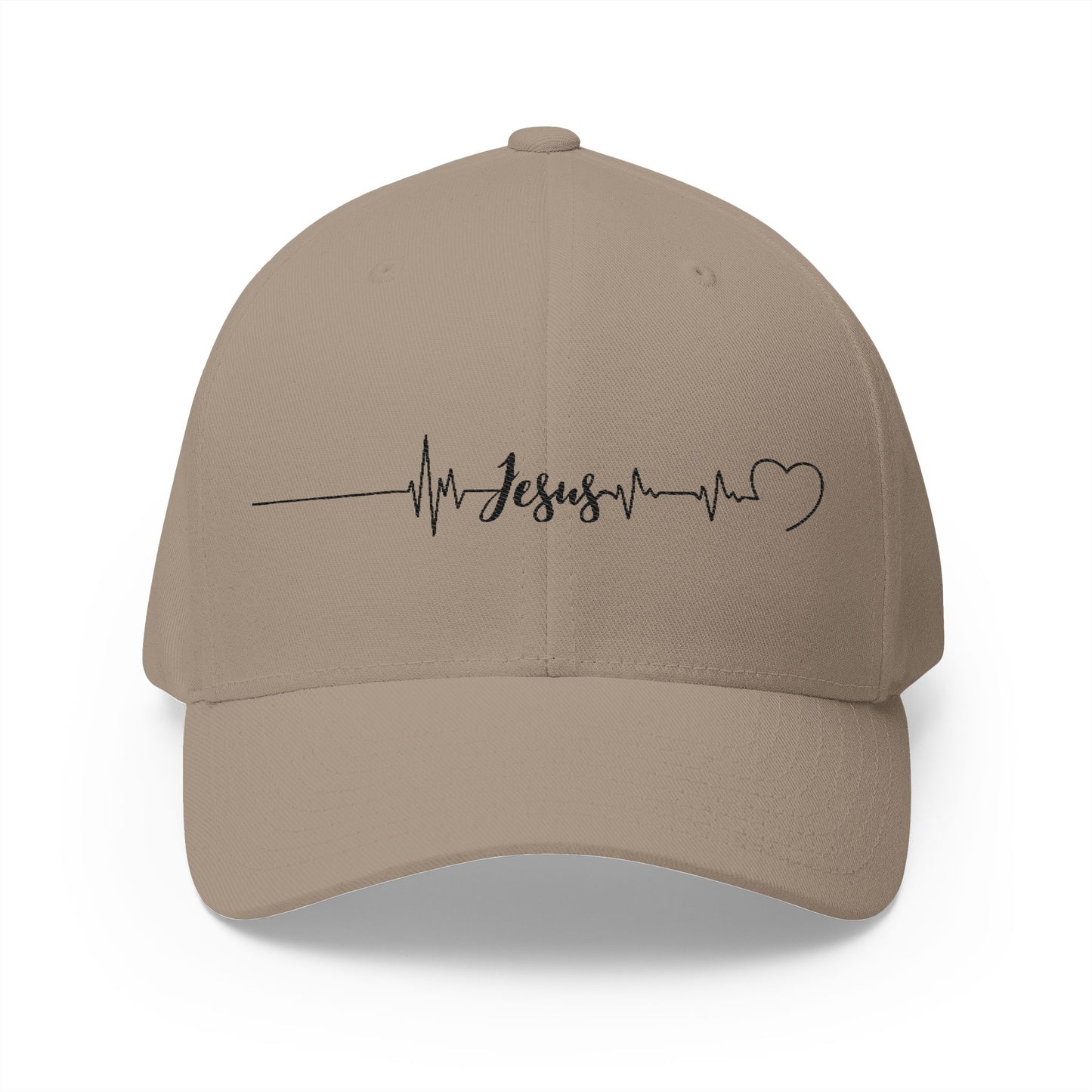 Jesus heartbeat Embroidered Fitted Cap - Stay Positive & Stylish