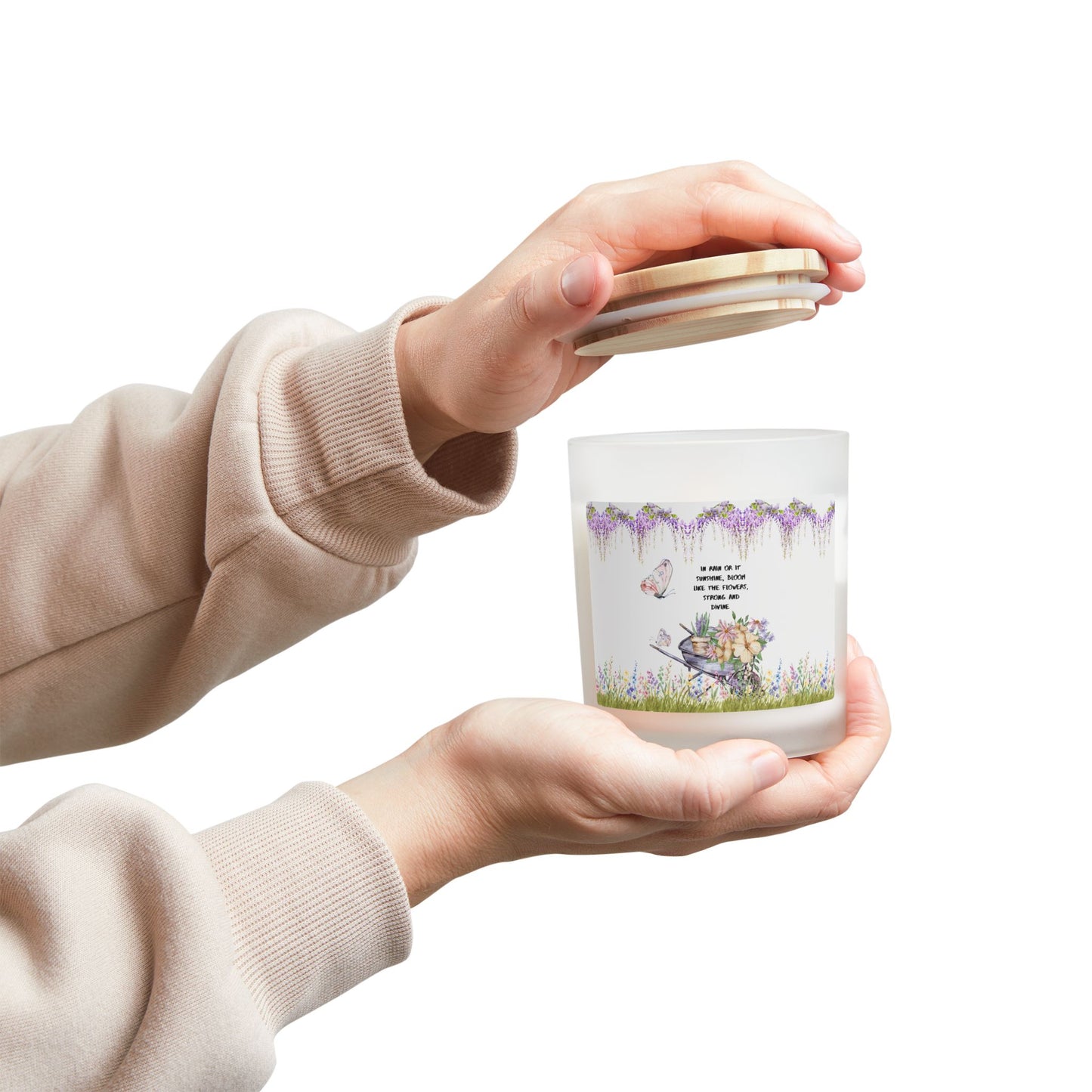 Bloom in the Rain Frosted Glass Candle, 11oz