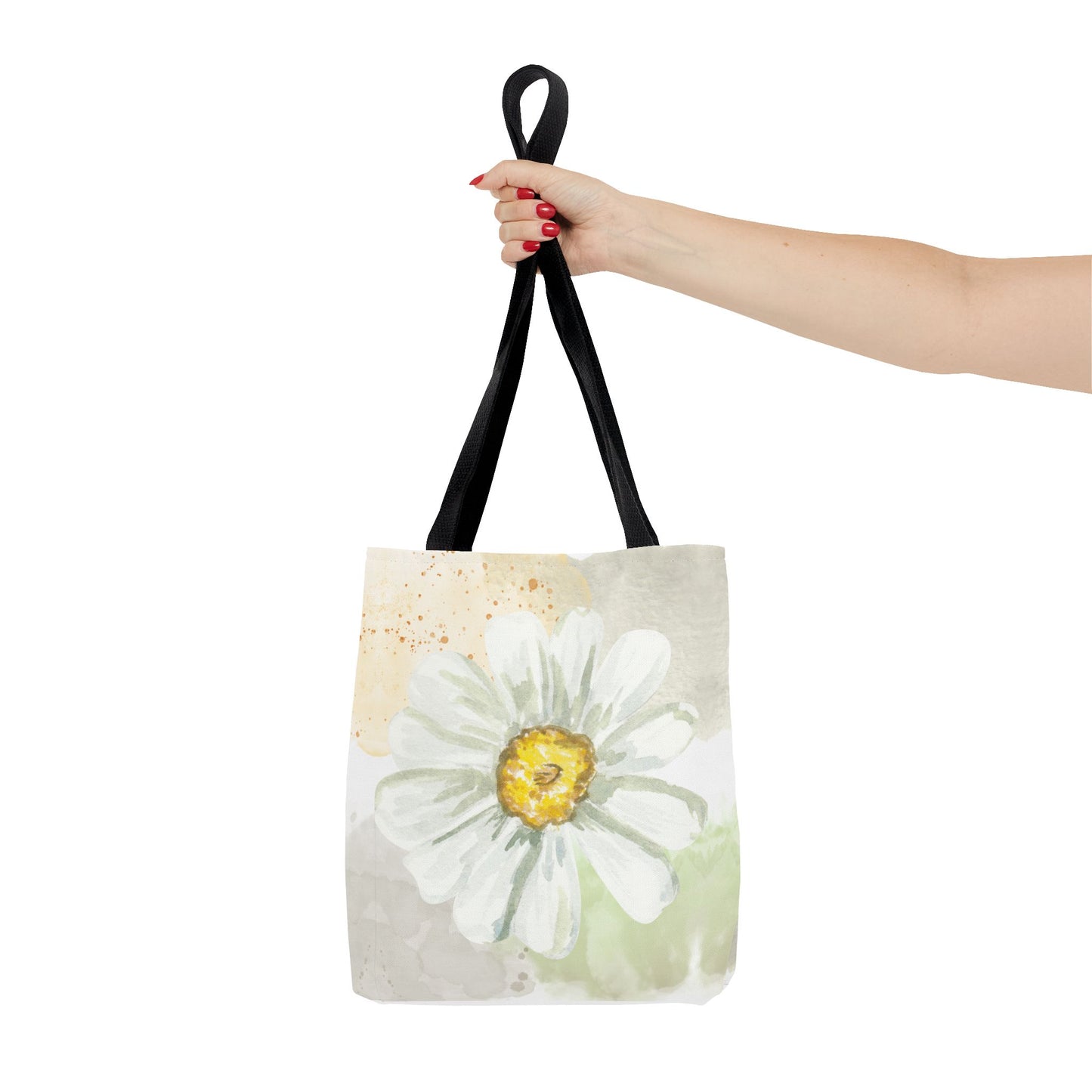 White Watercolor Daisy Tote Bag