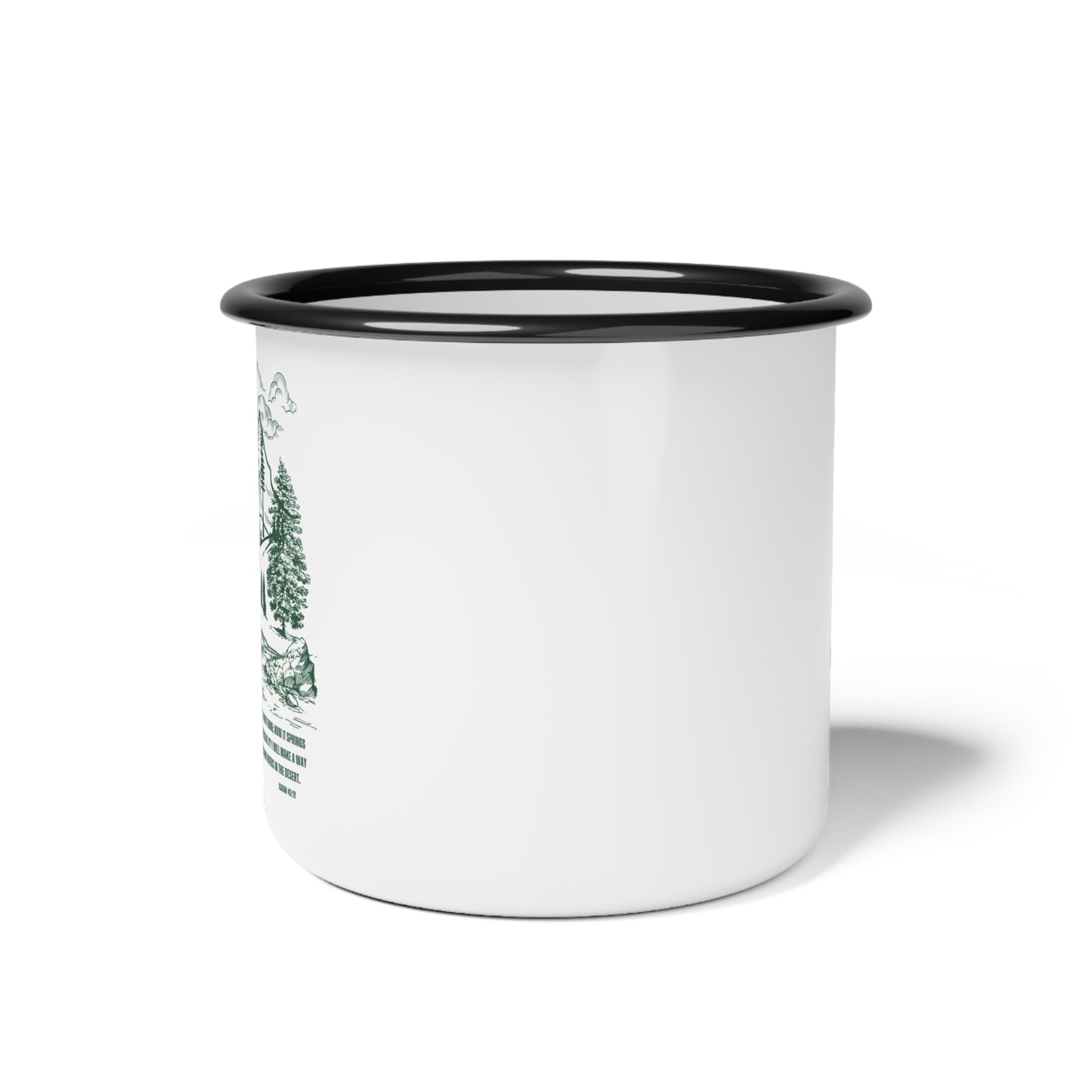 Isaiah 43:19 Adventure-Inspired Enamel Camp Cup with Nature Print
