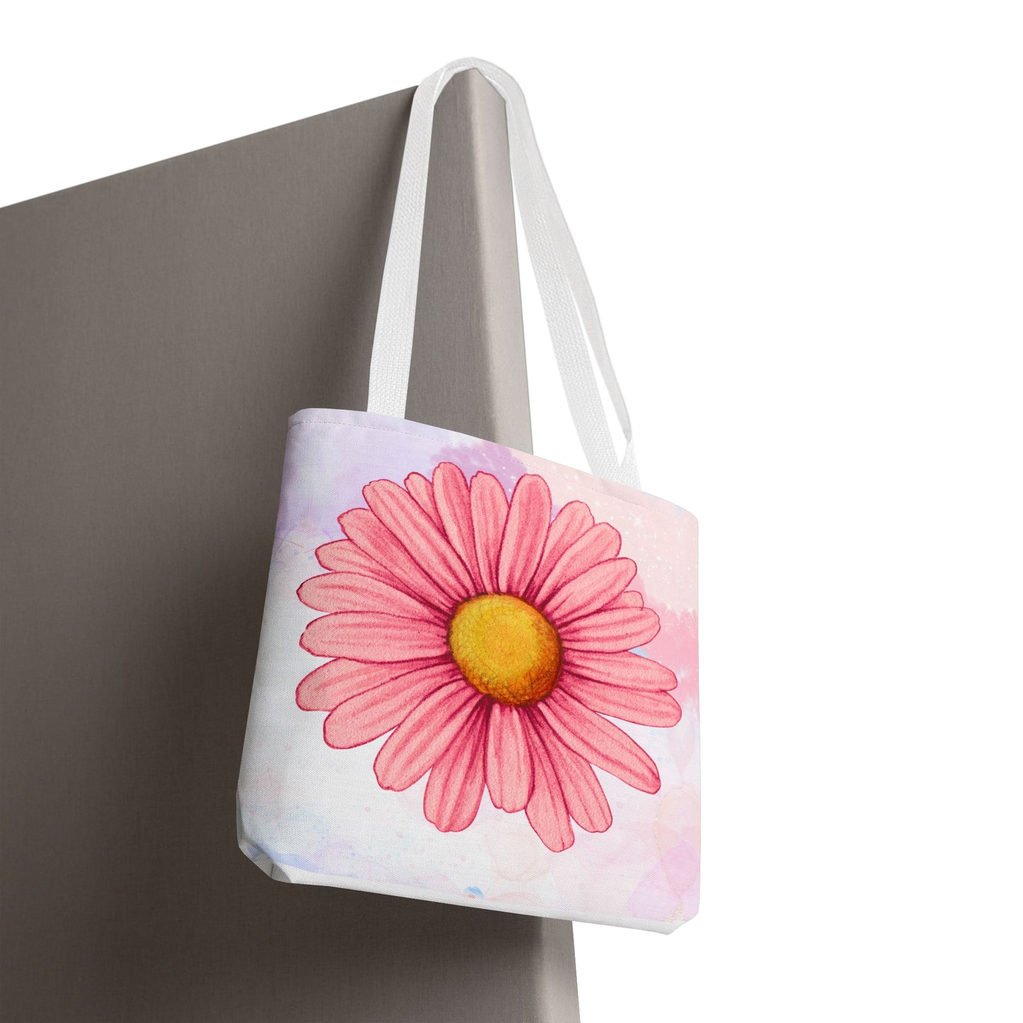 Pink Watercolor Daisy Tote Bag