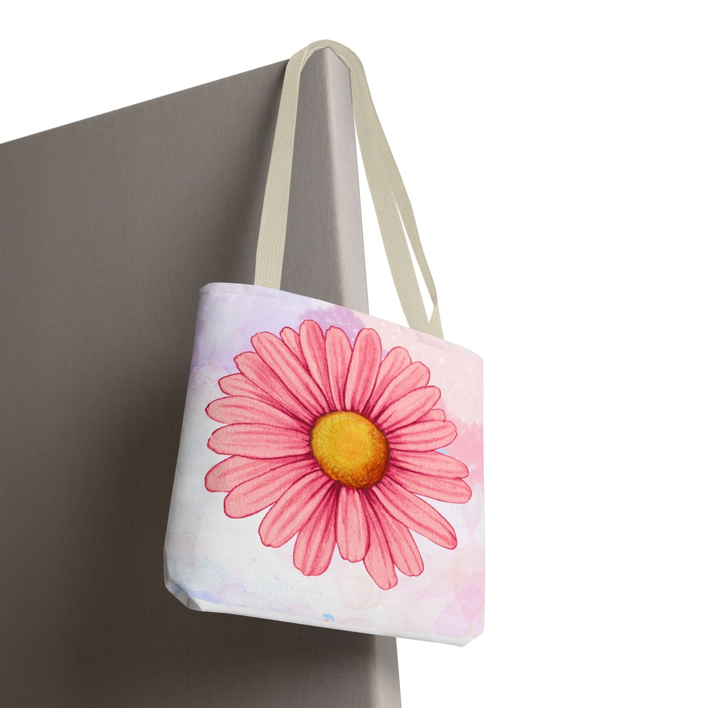 Pink Watercolor Daisy Tote Bag